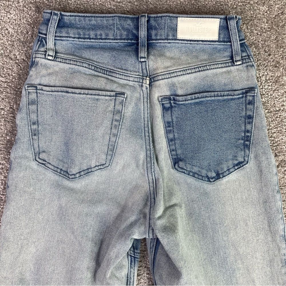 Hollister Dad Jeans Women's 23 Blue Straight Leg High Rise Two-Tone Denim - Picture 4 of 12